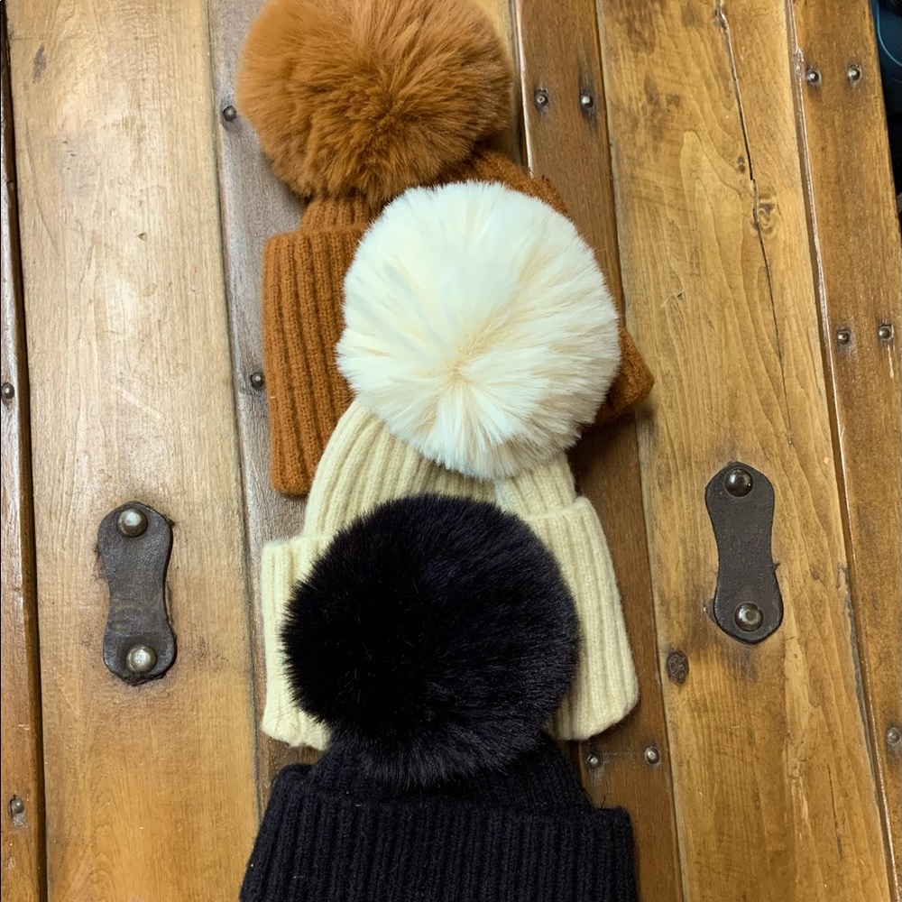 Set of Three (3) New Without Tags Pom Pom Knit Winter Hats